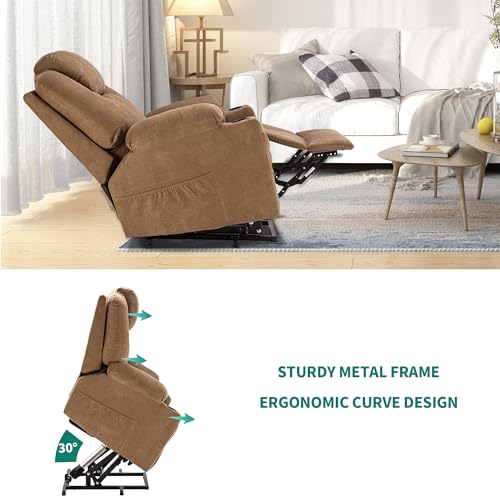 Light Brown Fabric Power Lift Recliner Chair with Heat and Massage Z370350
