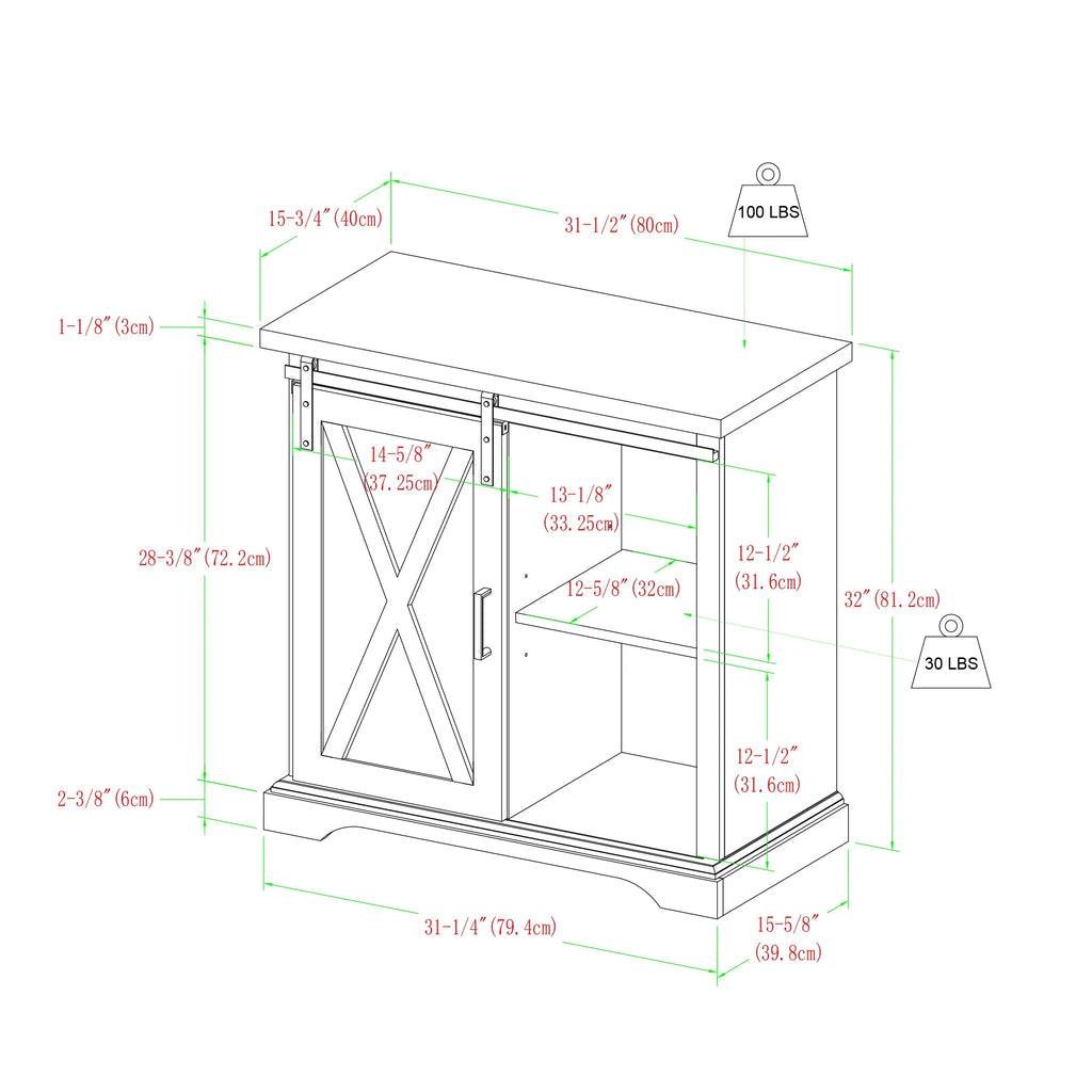 Grey Wash Sliding Barn Door Accent Cabinet D407556