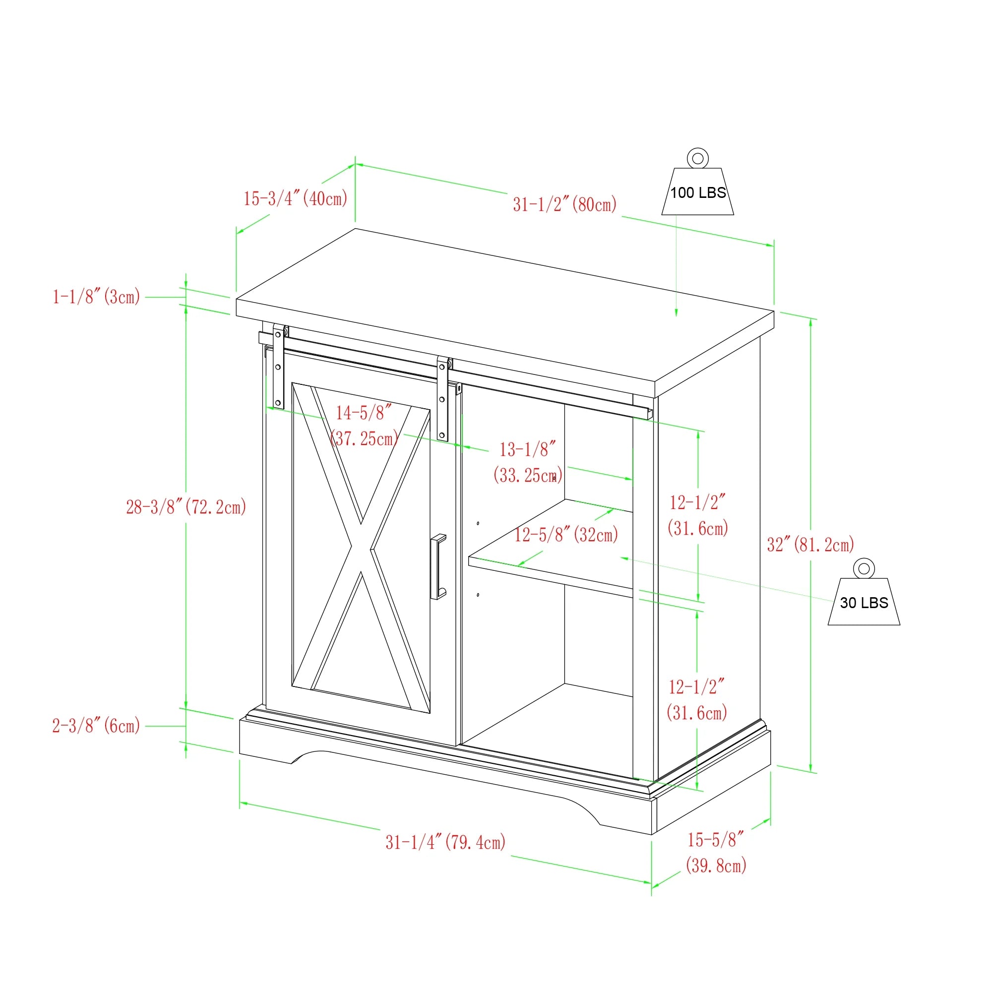 Grey Wash Sliding Barn Door Accent Cabinet D407556