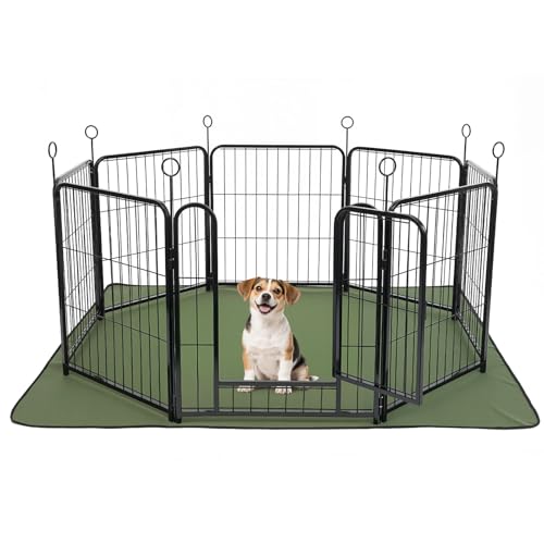 Black 24 Inch 8 Panels Metal Dog Playpen with Bottom Mat T325