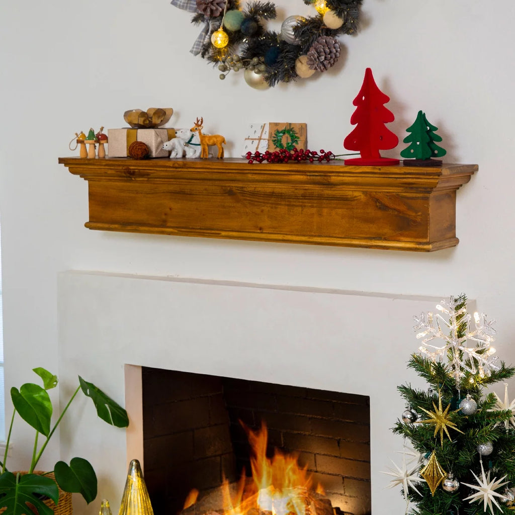 48" Rustic Ash Wood Mantel Shelf L15404
