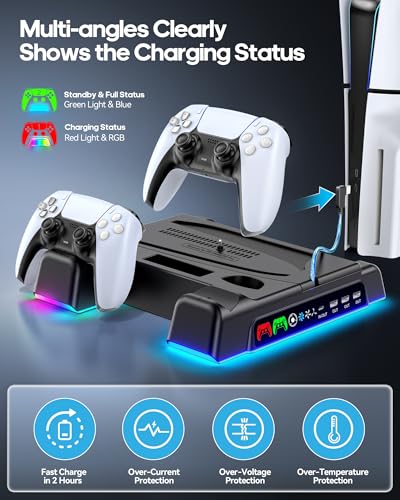 PS5 Stand and Cooling Station with LED Controller Charging Station C56847