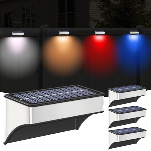 8 Pack Solar Wall Lights Outdoor 60 Lumen Waterproof Warm&Cool White RGB T178500