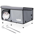 Outdoor Cat House Elevated Insulated Waterproof Cat Bed Grey Large R454