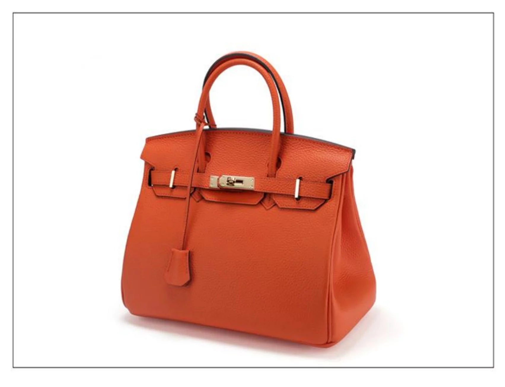 Genuine Leather Tote Shoulder Bag Orange U410