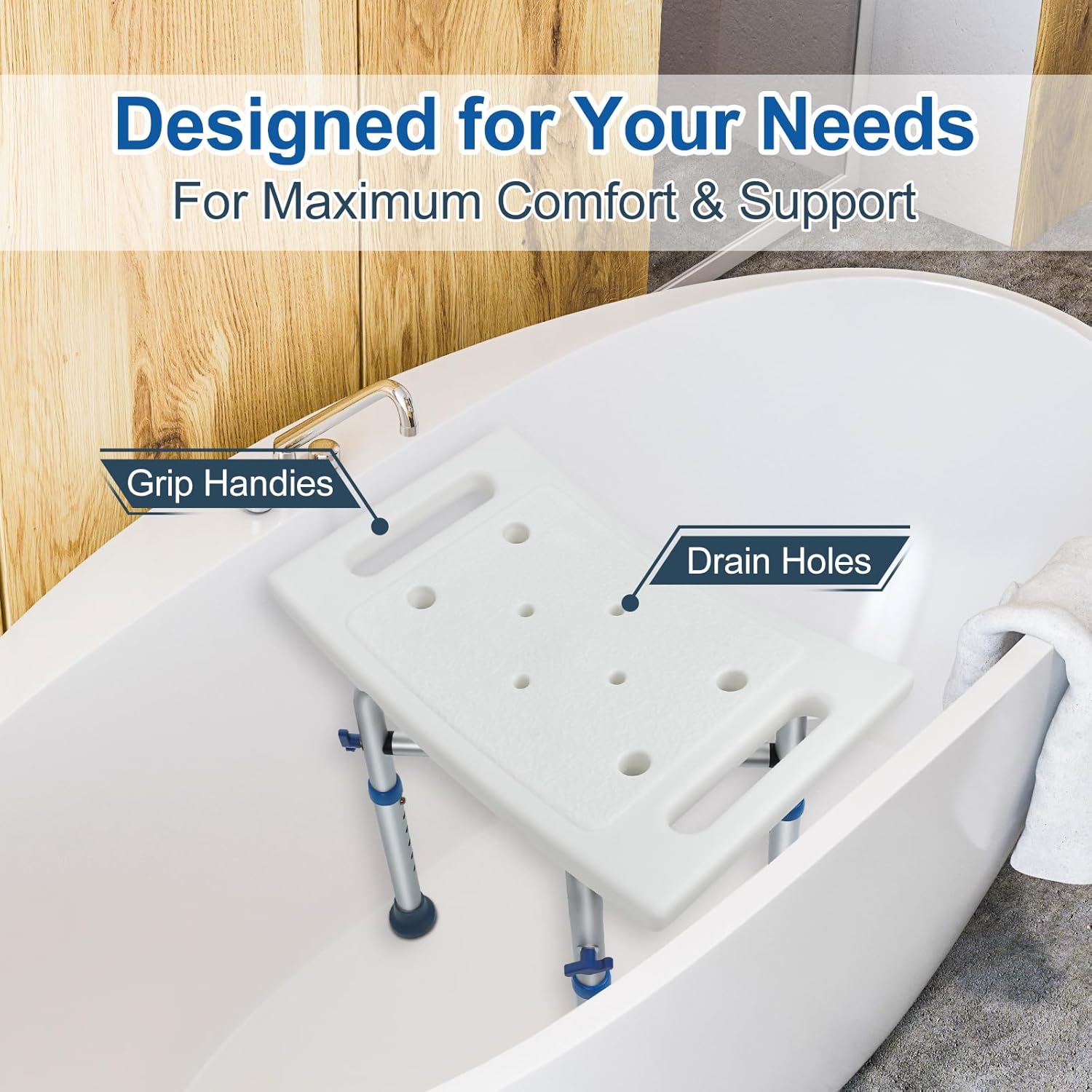 Adjustable Height Heavy Duty Shower Chair (Support 350lb) G596