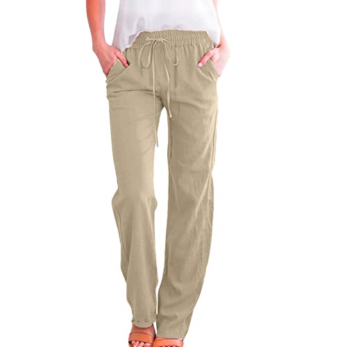 Women Wide Leg Cotton Linen Pants V1777