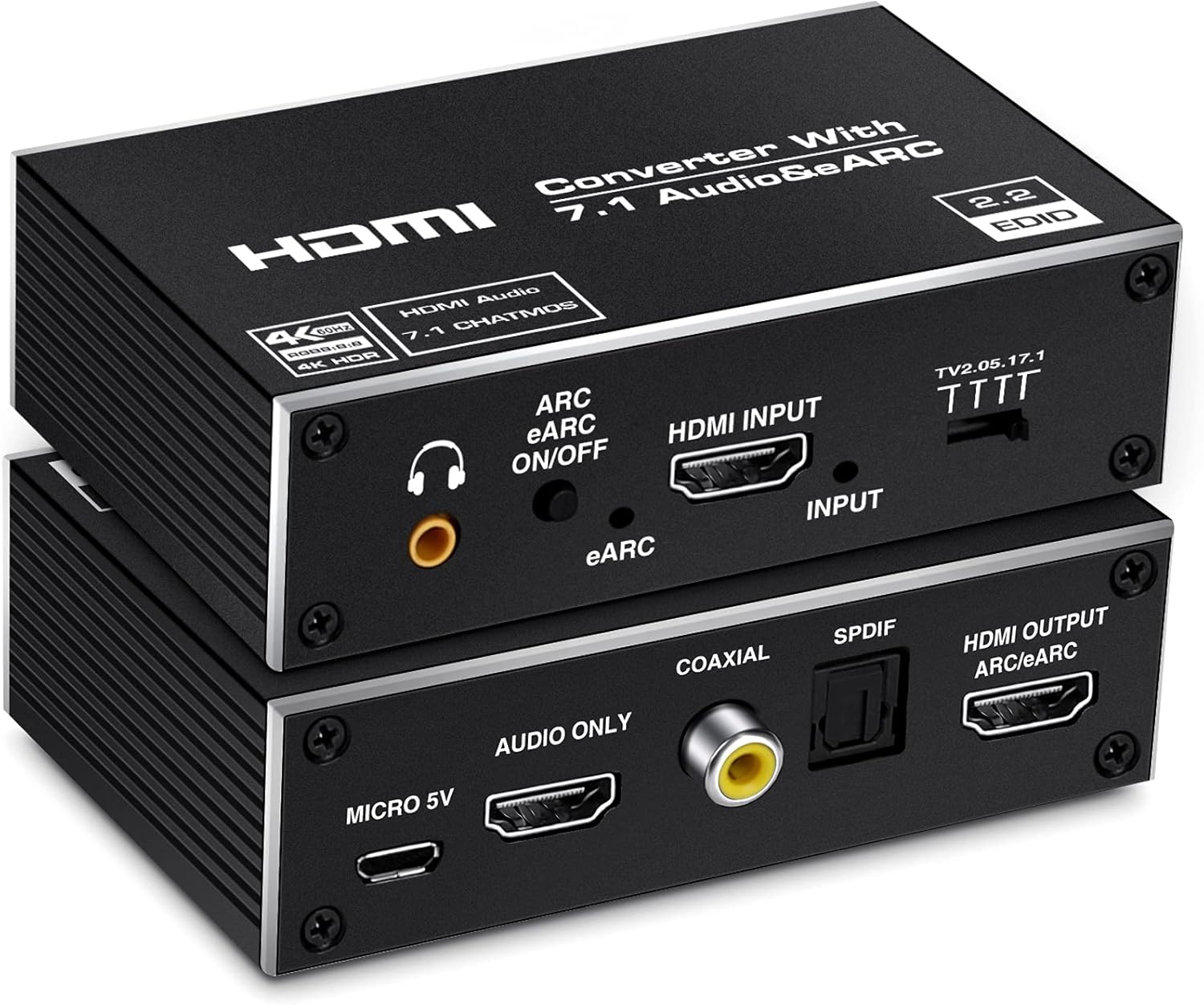4K@60Hz eARC HDMI Audio Extractor with 7.1CH Audio Out, Pack of 2 M9179