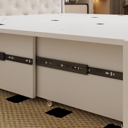 White Full Size Murphy Bed Cabinet Bed with Charging Station and Drawer O347