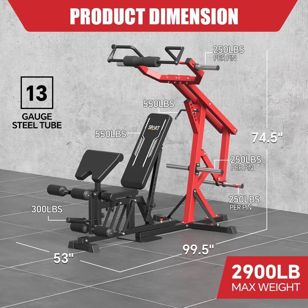 Red Multifunctional Strength Training Station with Multi Bench Press P339172