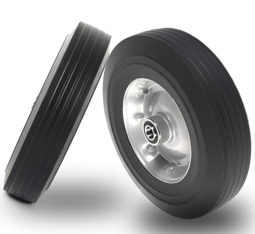 10-Inch Solid Rubber Tire Wheels Replacement 4.10/3.50-4" Flat Free Tire for Hand Truck (2-Pack) P717027