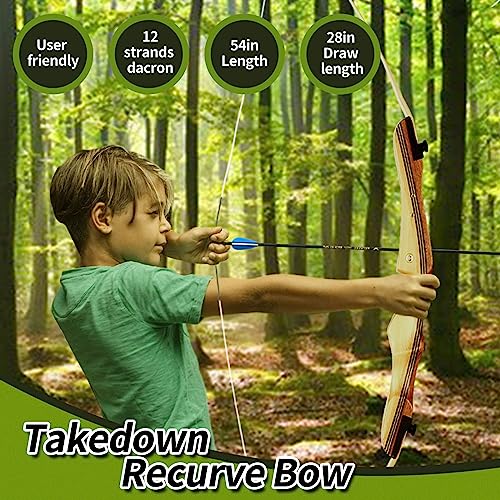 20 lbs Takedown Recurve Bow Wood Longbow B36001