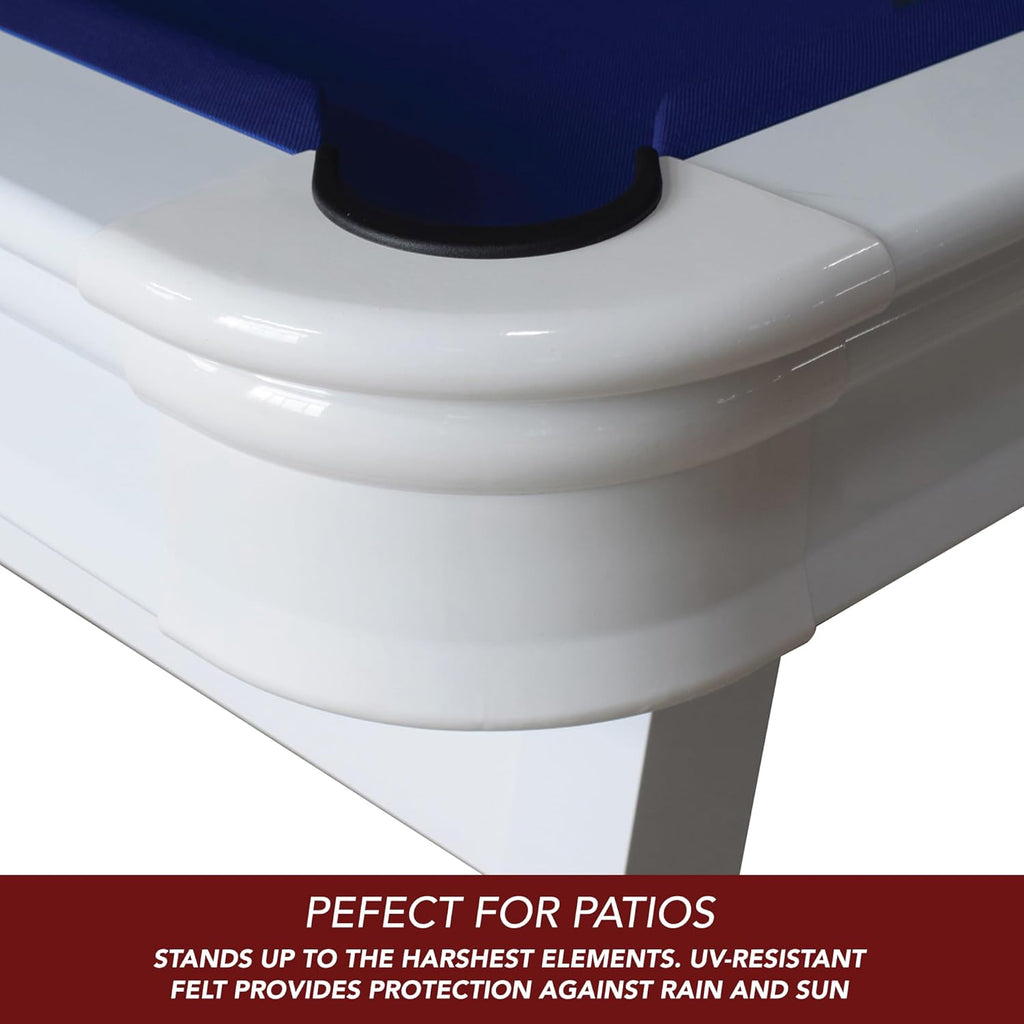 White 8-ft Outdoor Pool Table with Aluminum Frame and Waterproof Felt N429068
