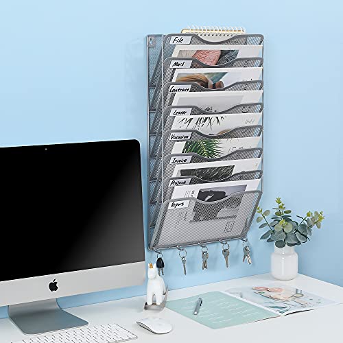 White 8 Pocket Wall Mount File Organizer X86721