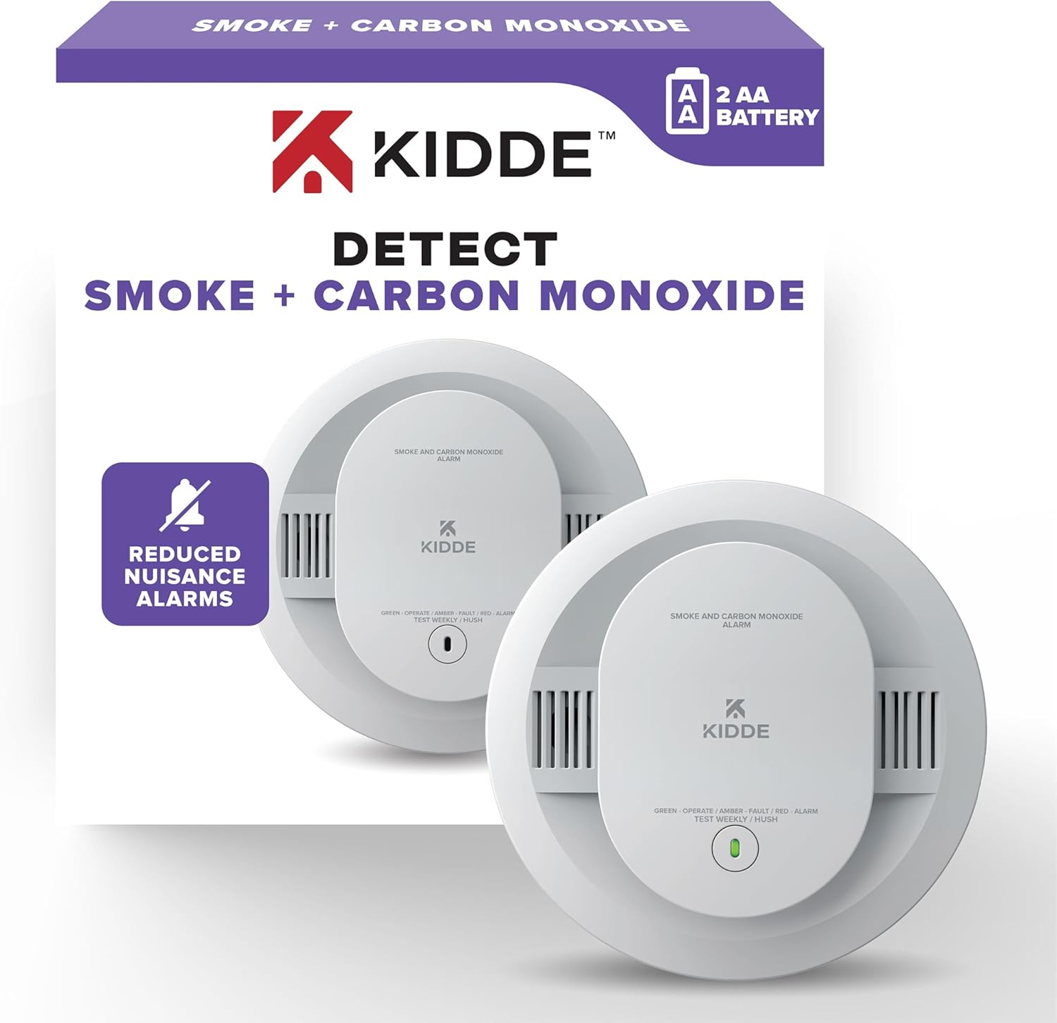 AA Battery Powered Hardwired Smoke Carbon Monoxide Detector F882873