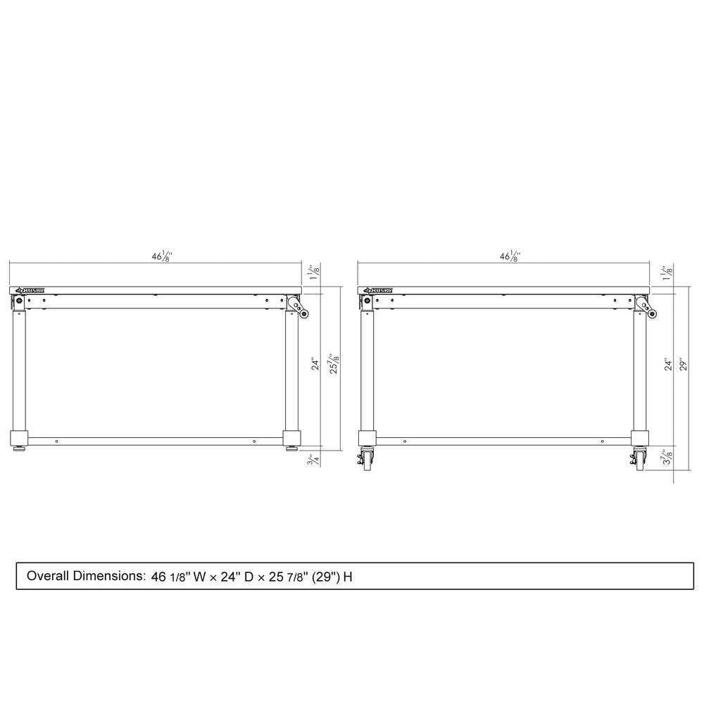 46 in. W x 24 in. D Steel Adjustable Height Solid Wood Top Workbench Table in Black N930572