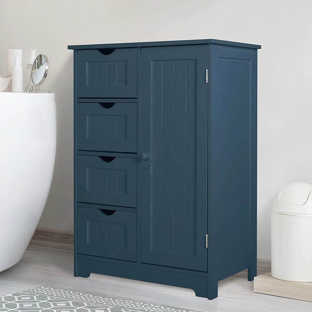 Blue 4 Drawer Storage Cabinet with Cupboard G667