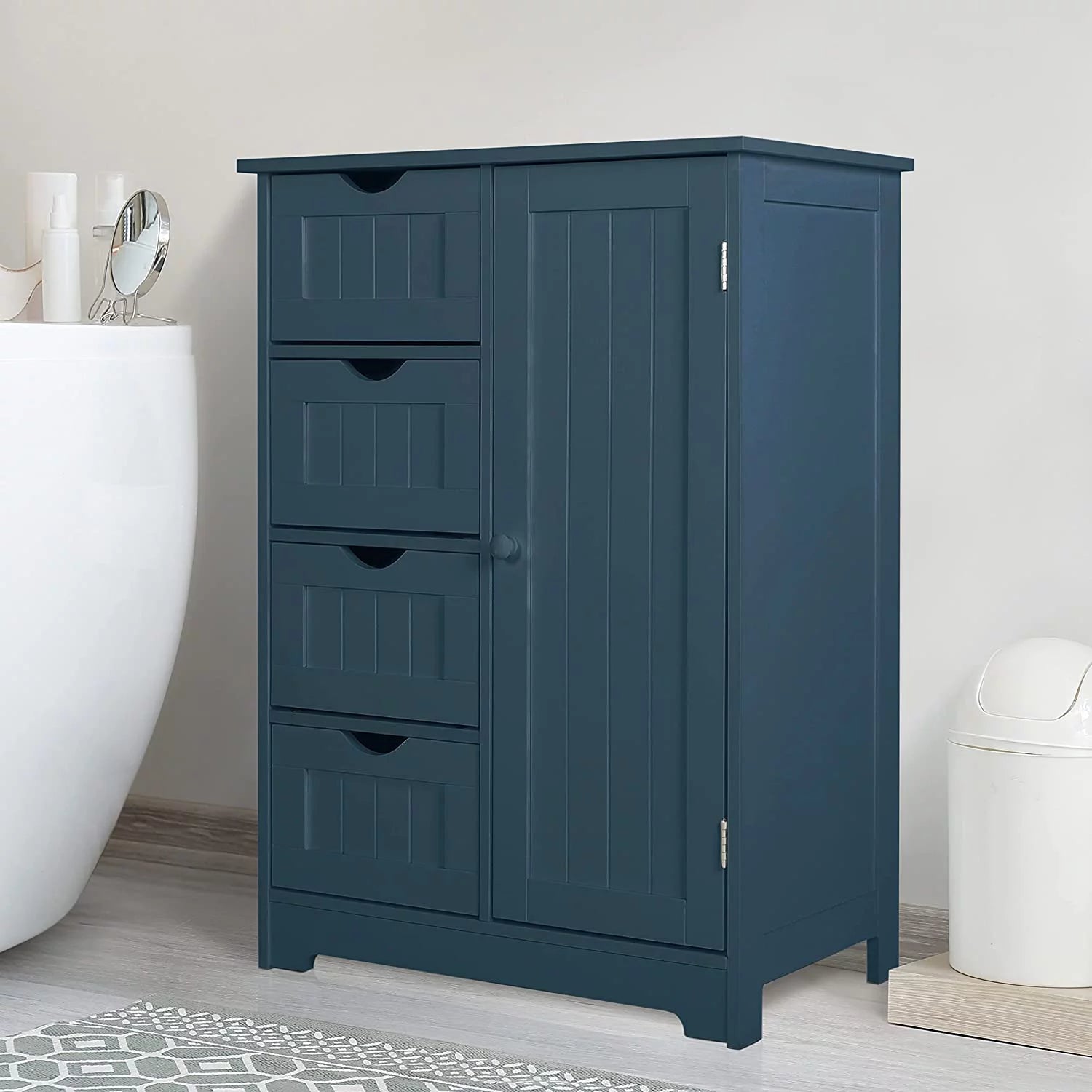 Blue 4 Drawer Storage Cabinet with Cupboard G667