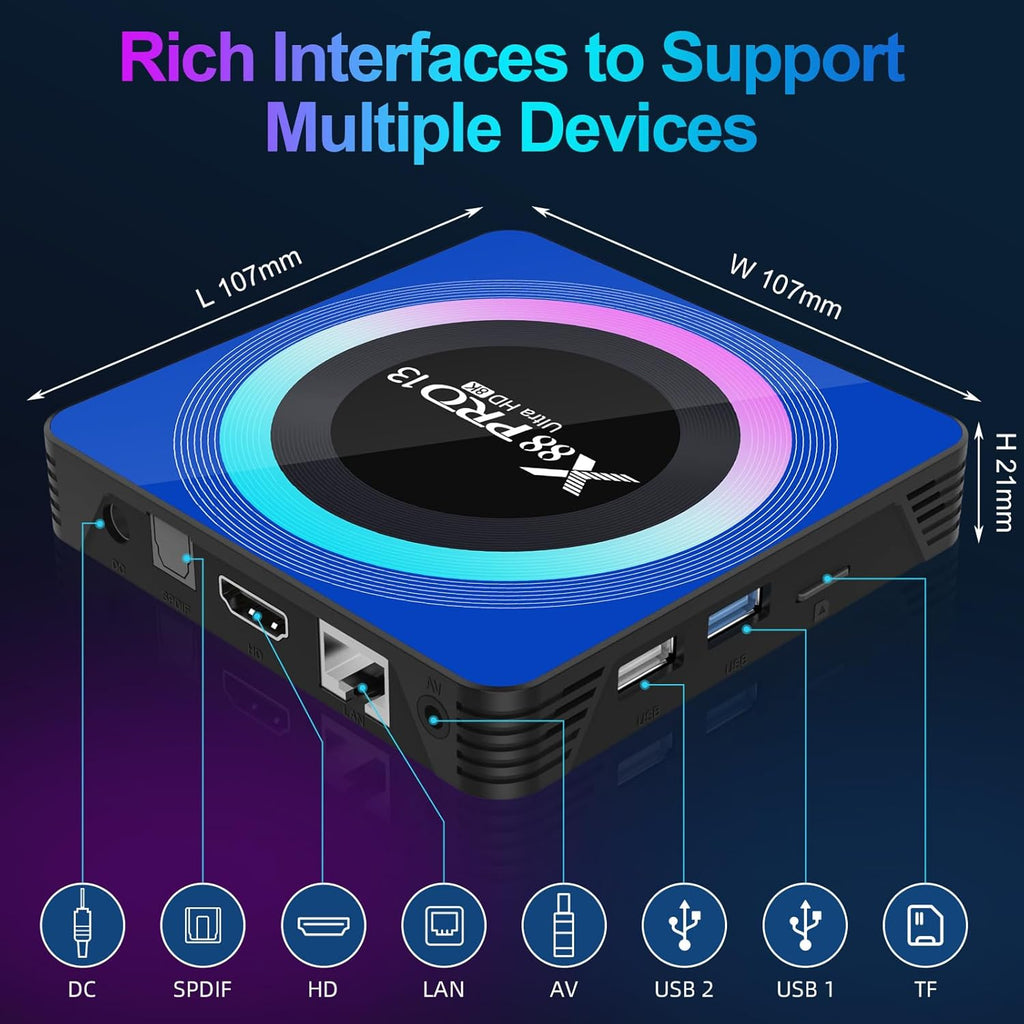 Android 13.0 TV Box, 4GB RAM 64GB ROM, WiFi6, HDR10 I156
