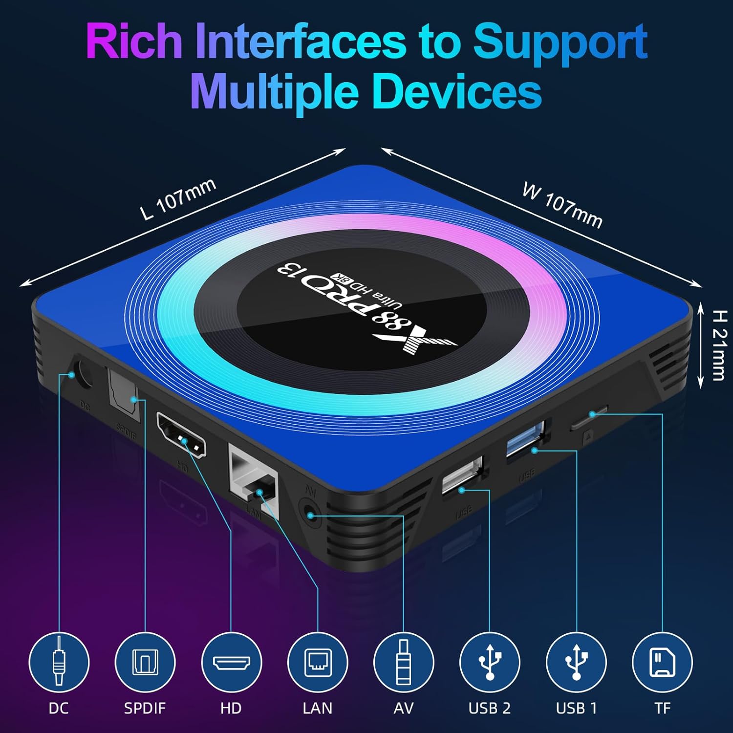 Android 13.0 TV Box, 4GB RAM 64GB ROM, WiFi6, HDR10 I156