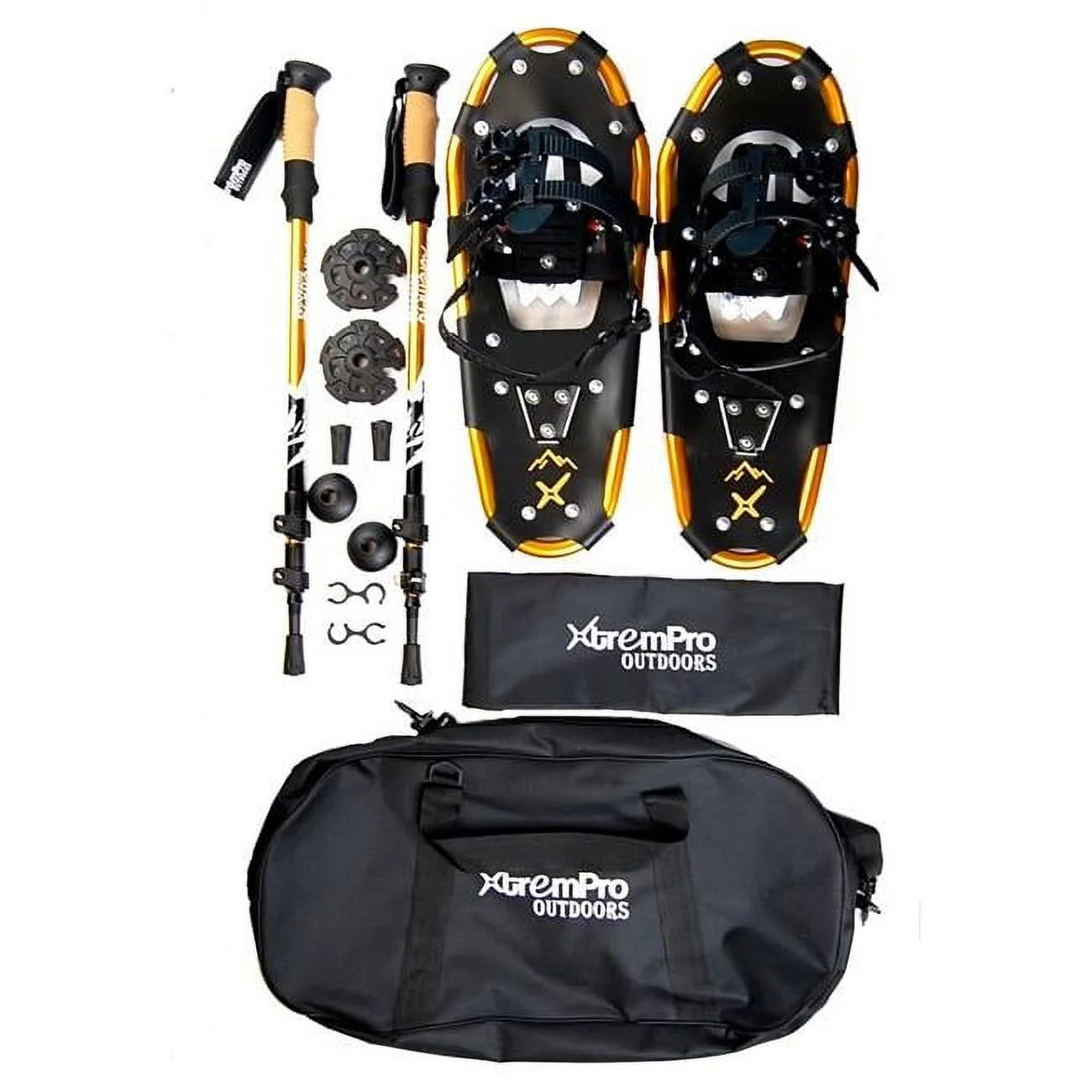 30 in. Lightweight Aluminum Snowshoes with Trekking Pole Set, Metallic Gold T937
