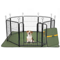 Black 24 Inch 8 Panels Metal Dog Playpen with Bottom Mat T325
