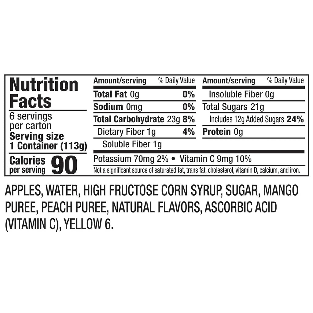 Mango Peach Applesauce 6/4oz Cups (Pack of 6) E816440