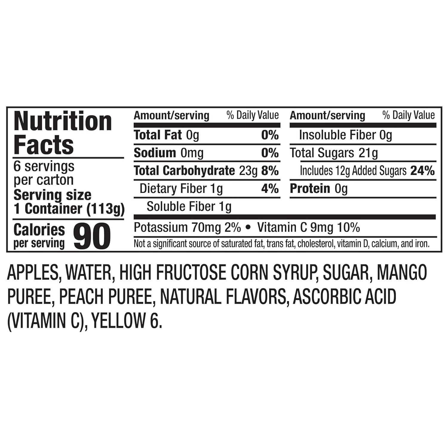 Mango Peach Applesauce 6/4oz Cups (Pack of 6) E816440