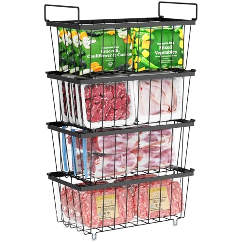 4 Pack Stackable Small Freezer Organizer Bins, White B599