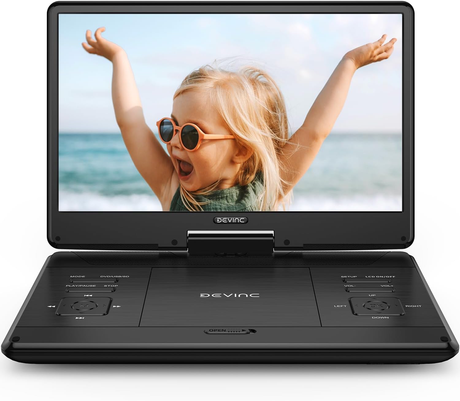 16.9" Portable DVD Player with 14.1" HD Screen, Rechargeable Battery, Dual Speakers L4970