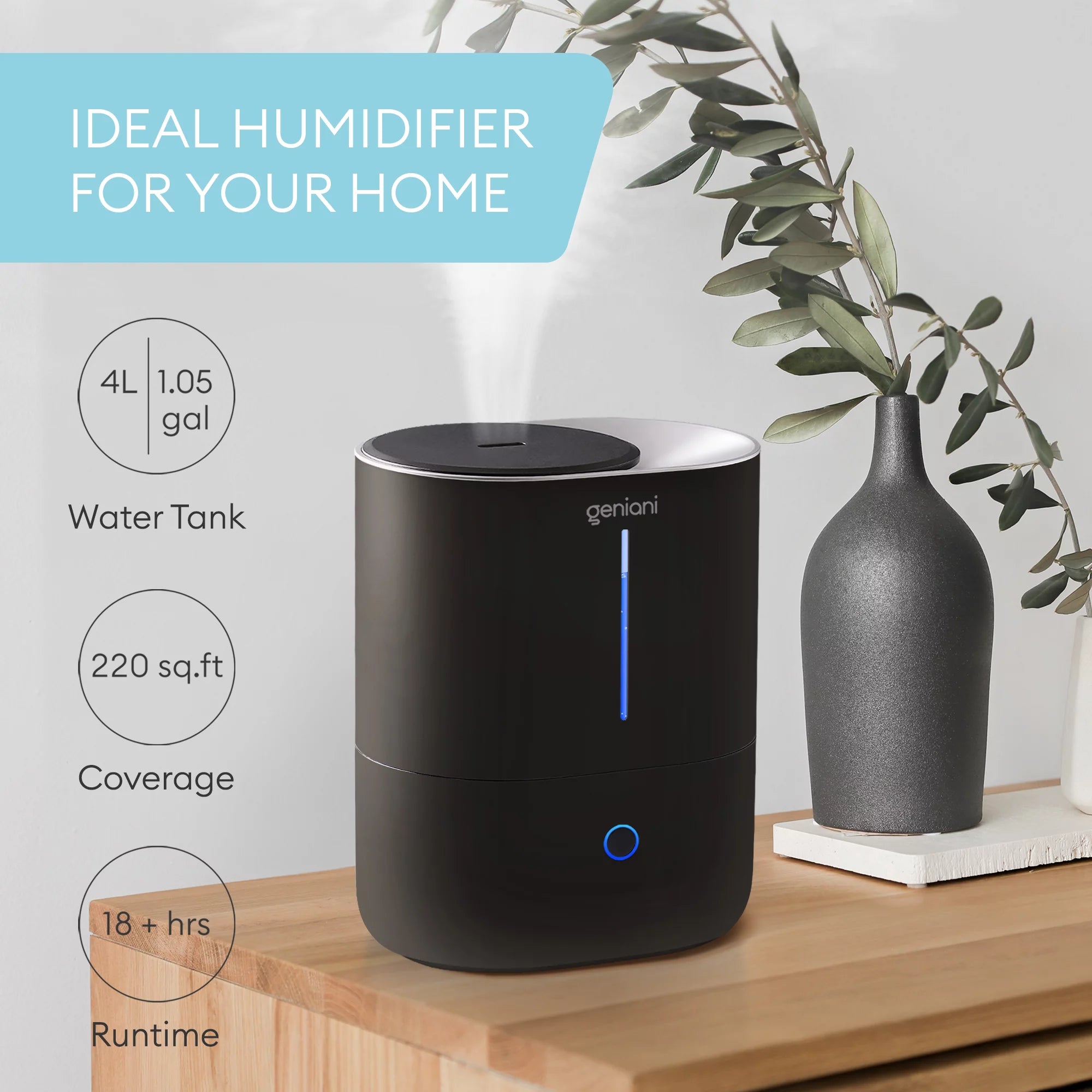 White Ultrasonic Cool Mist Humidifier & Diffuser P1522
