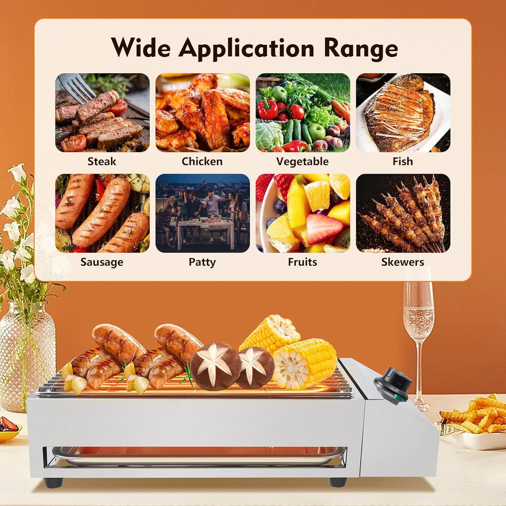 Electric Grill with Adjustable Temperature Control 572°F, 110V 1800W, Nonstick Cooking Surface M4615
