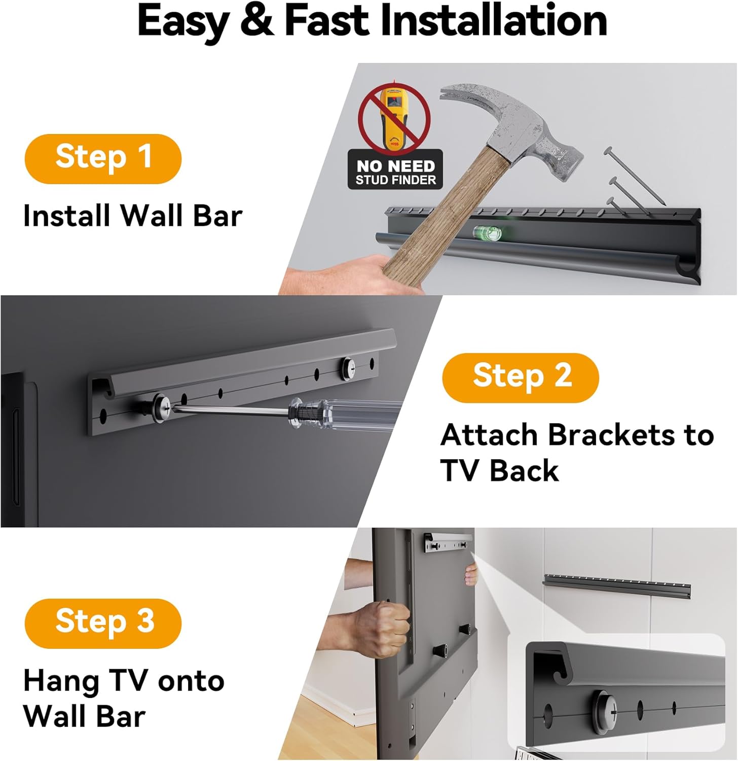 No Stud TV Wall Mount for 32-75 inch Flat Screen TVs N67733