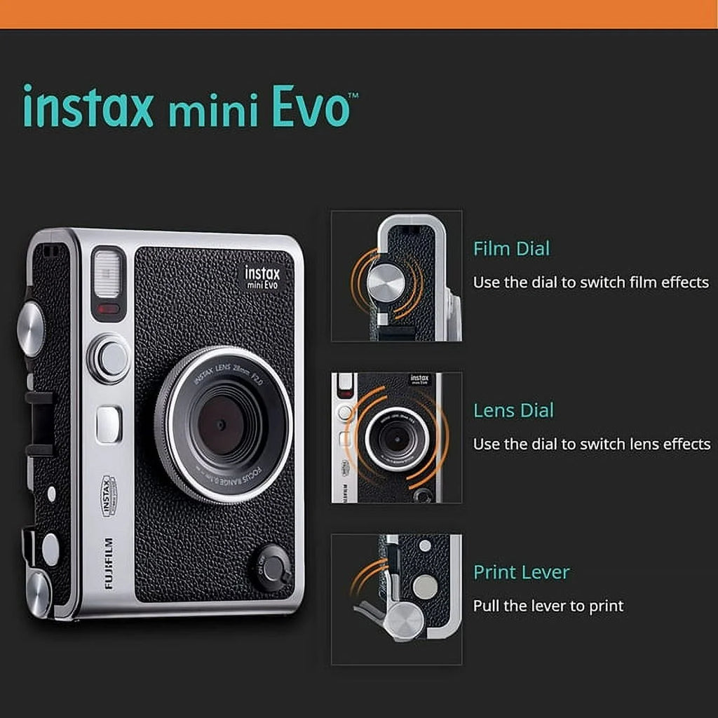 Black Instant Camera with Twin Pack Instant Film and 16GB microSD Card C564481