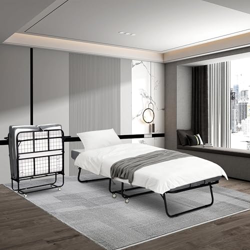 Black Folding Rollaway Bed with Mattress R532