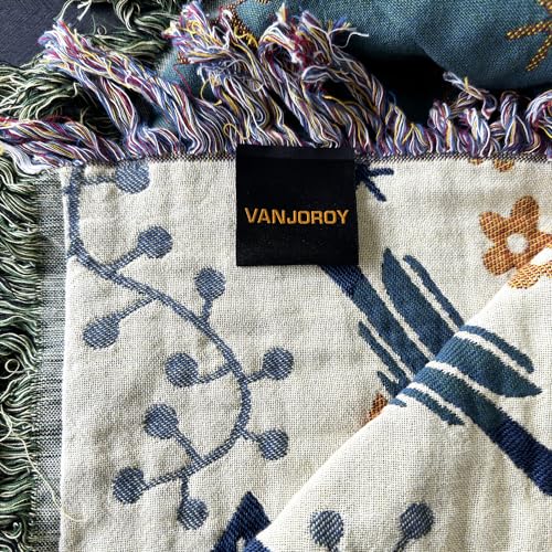 Beige 100% Organic Cotton Throw Blanket 80" x 90" J90993