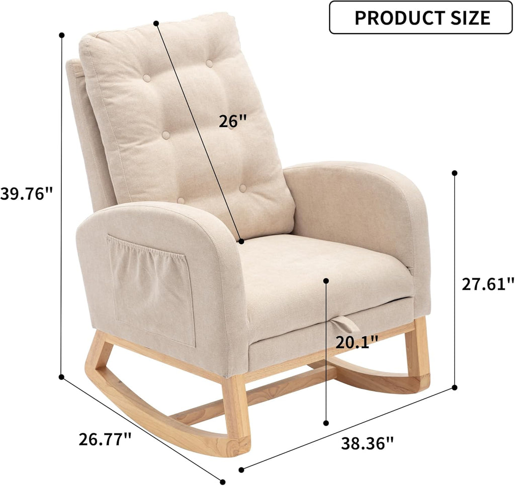 Beige Upholstered Rocking Chair Set of 1 R368
