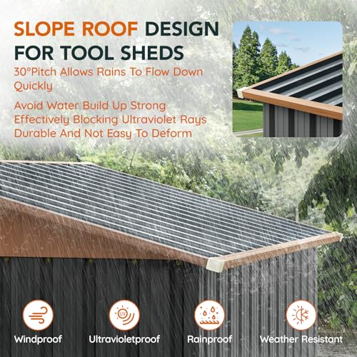 Compact Metal Tool Shed with Lockable Door (Matte Gray) I2287