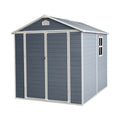 Grey Resin Outdoor Storage Shed with Door & Lock Q53650