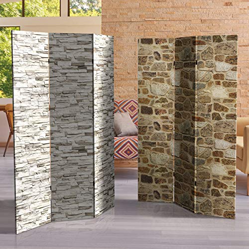 6 ft. Tall Double Sided Black & White Canvas Room Divider 3 Panel Freestanding Folding Privacy Screen S174