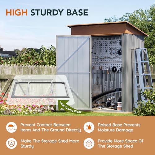 Compact Metal Tool Shed with Lockable Door (Matte Gray) I2287