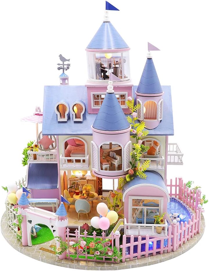 1:24 Scale Wooden Miniature Dollhouse Kit with Furniture B949