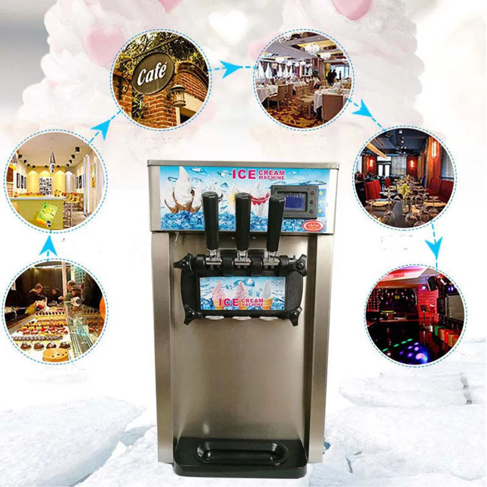 3 Flavor Soft Serve Ice Cream Machine 1400W U406