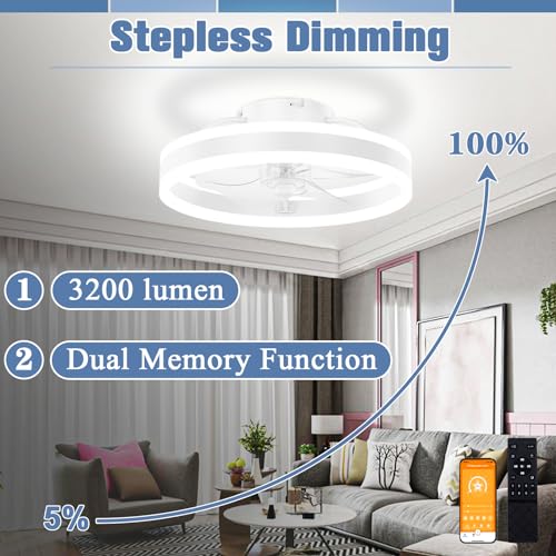 15.7in Low Profile Bladeless LED Ceiling Fan with Remote D8730