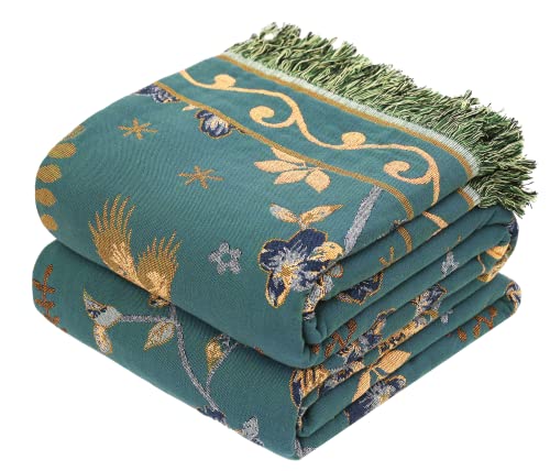 Beige 100% Organic Cotton Throw Blanket 80" x 90" J90993