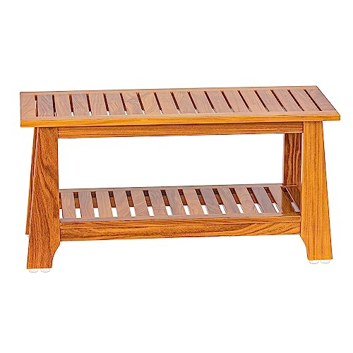 Teak Shower Bench with Shelf T371205