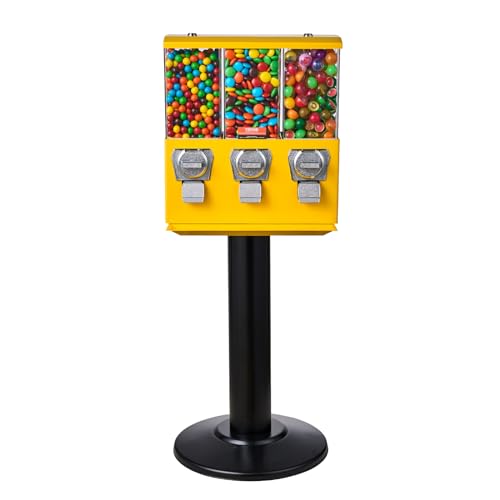 Yellow Triple Compartment Candy Dispenser with Iron Stand J380591