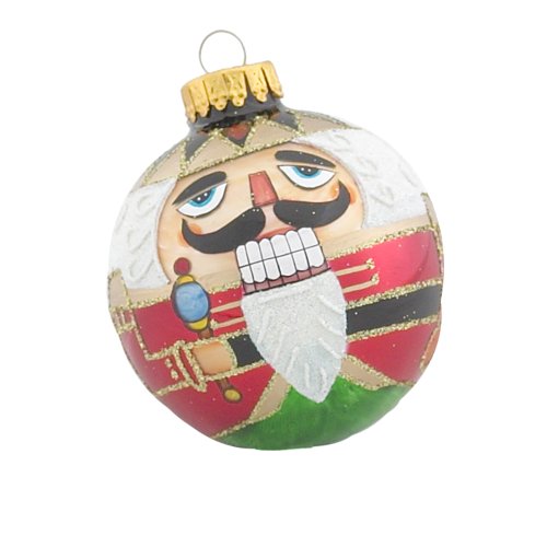Set of 4 Nutcracker Design Glass Christmas Ball Ornament Q7284
