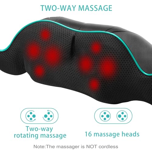 Shiatsu Back and Neck Massager with Heat, Electric Massage Pillow D6760