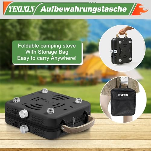 2-Burner Foldable Propane Camp Stove with Griddle and Carrying Bag L7176